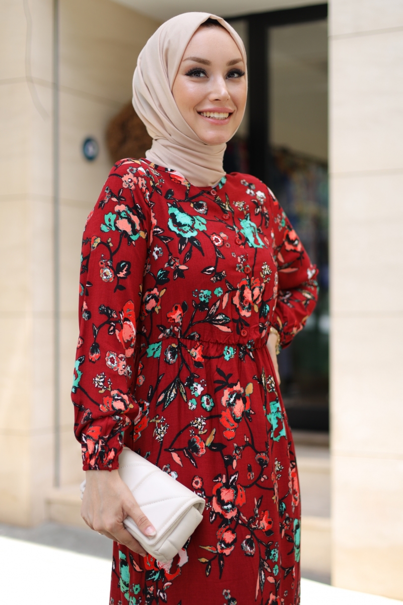 Mirana Bordo Viskon Elbise