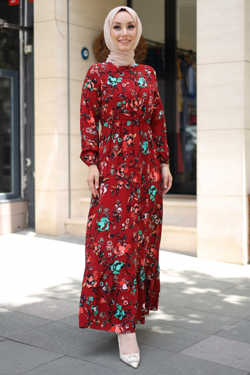 Mirana Bordo Viskon Elbise