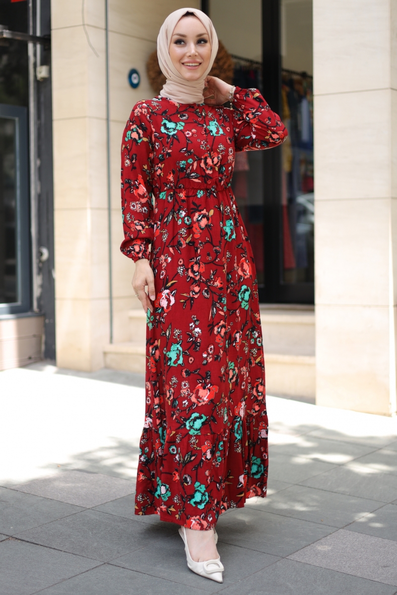 Mirana Bordo Viskon Elbise