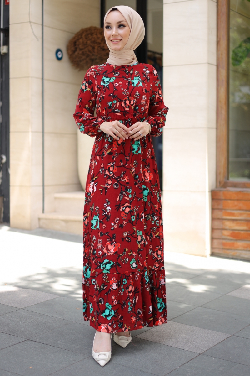 Mirana Bordo Viskon Elbise