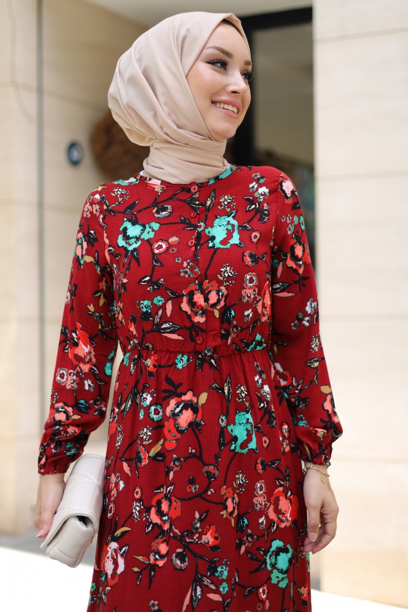 Mirana Bordo Viskon Elbise