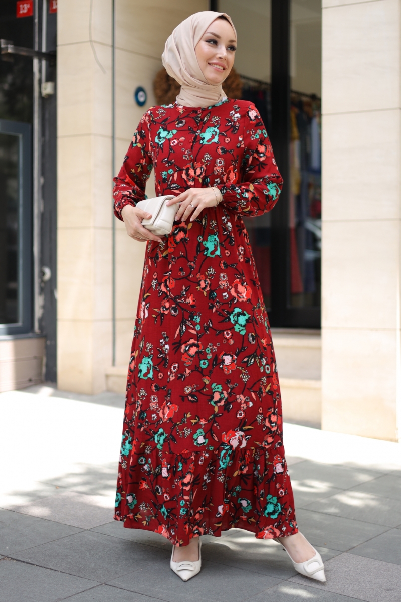 Mirana Bordo Viskon Elbise