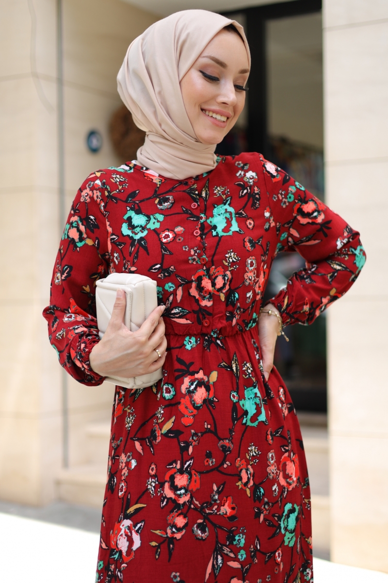 Mirana Bordo Viskon Elbise