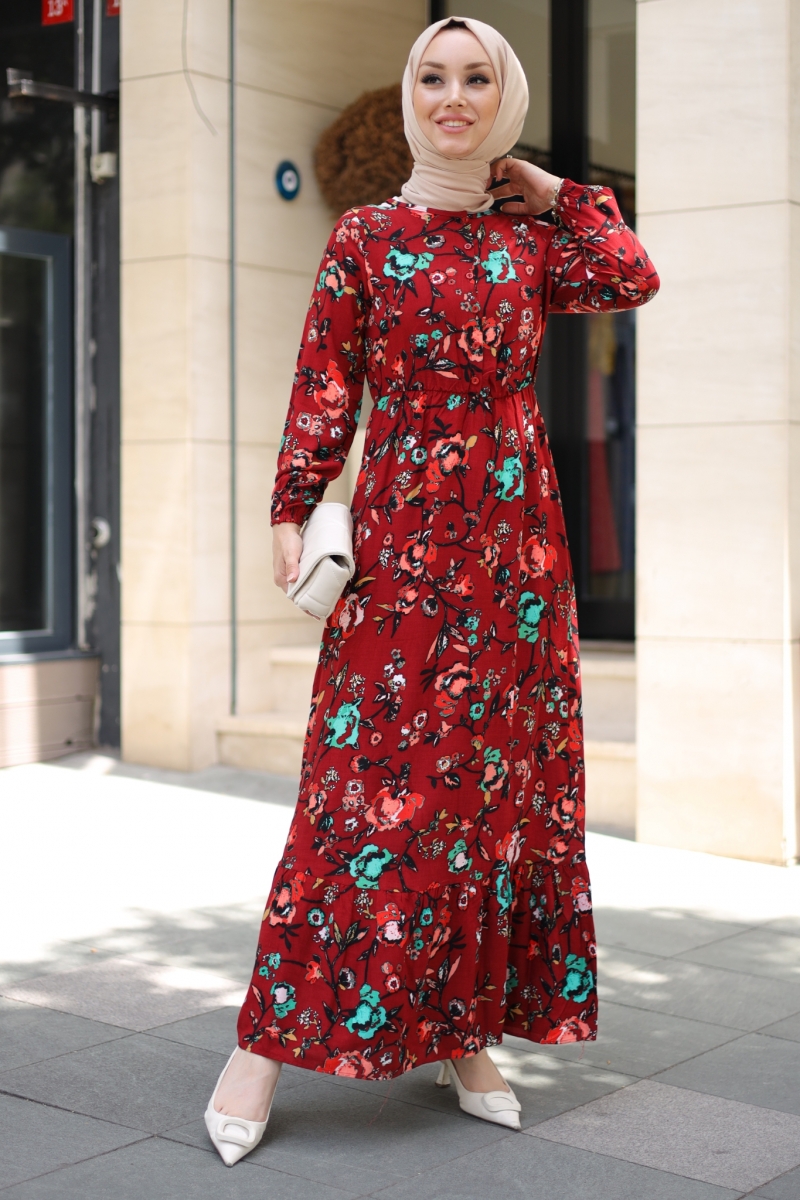 Mirana Bordo Viskon Elbise