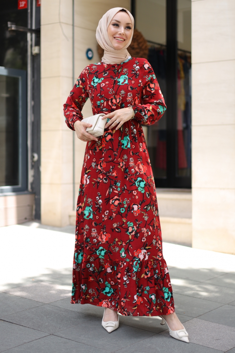 Mirana Bordo Viskon Elbise