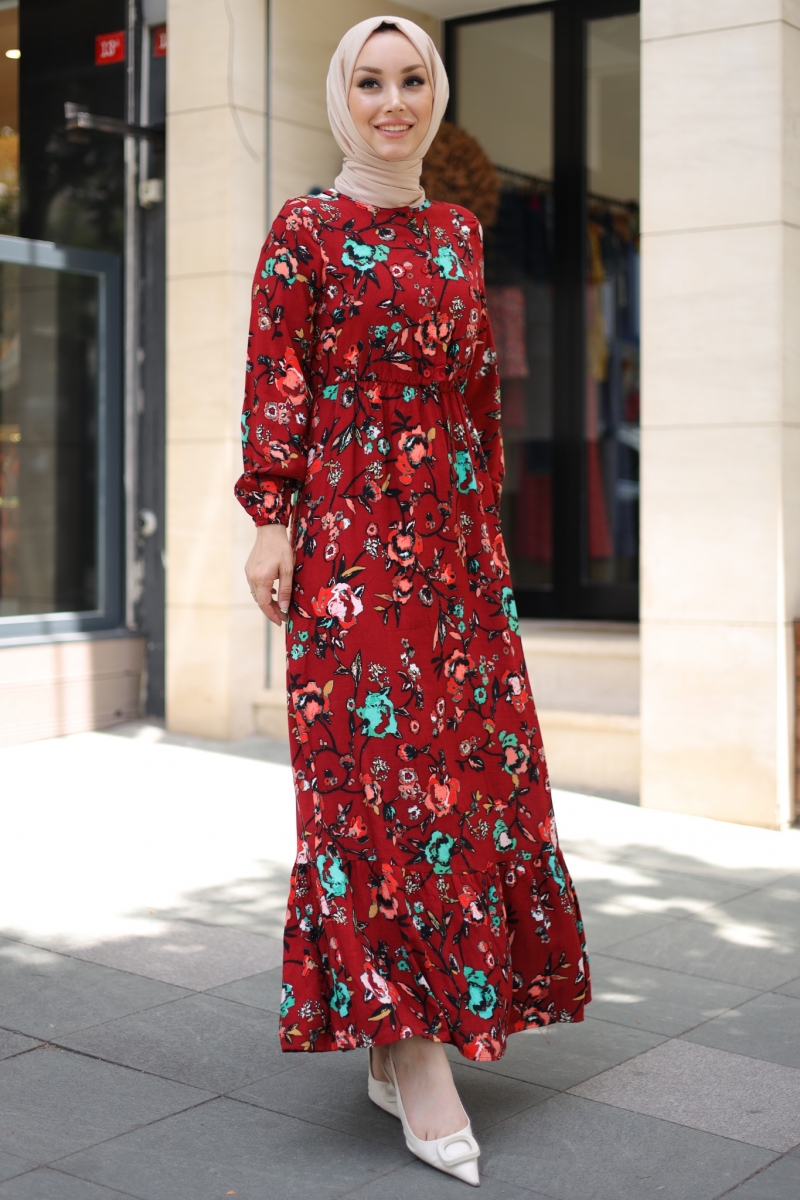 Mirana Bordo Viskon Elbise