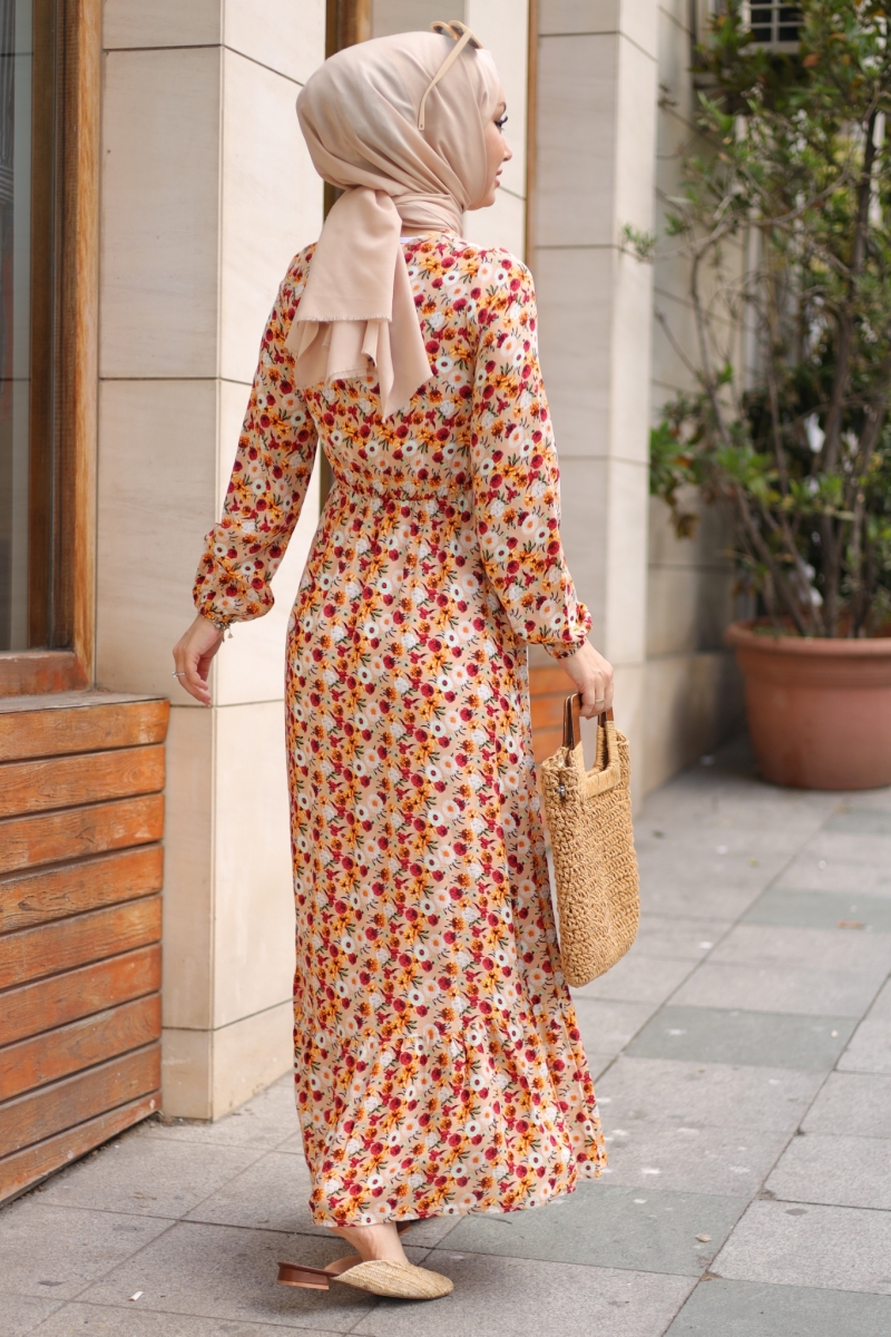 Mirana Turuncu Viskon Elbise