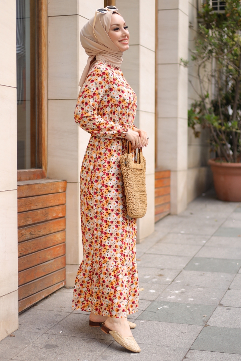 Mirana Turuncu Viskon Elbise