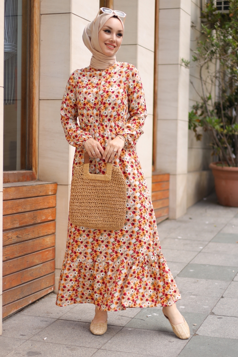 Mirana Turuncu Viskon Elbise