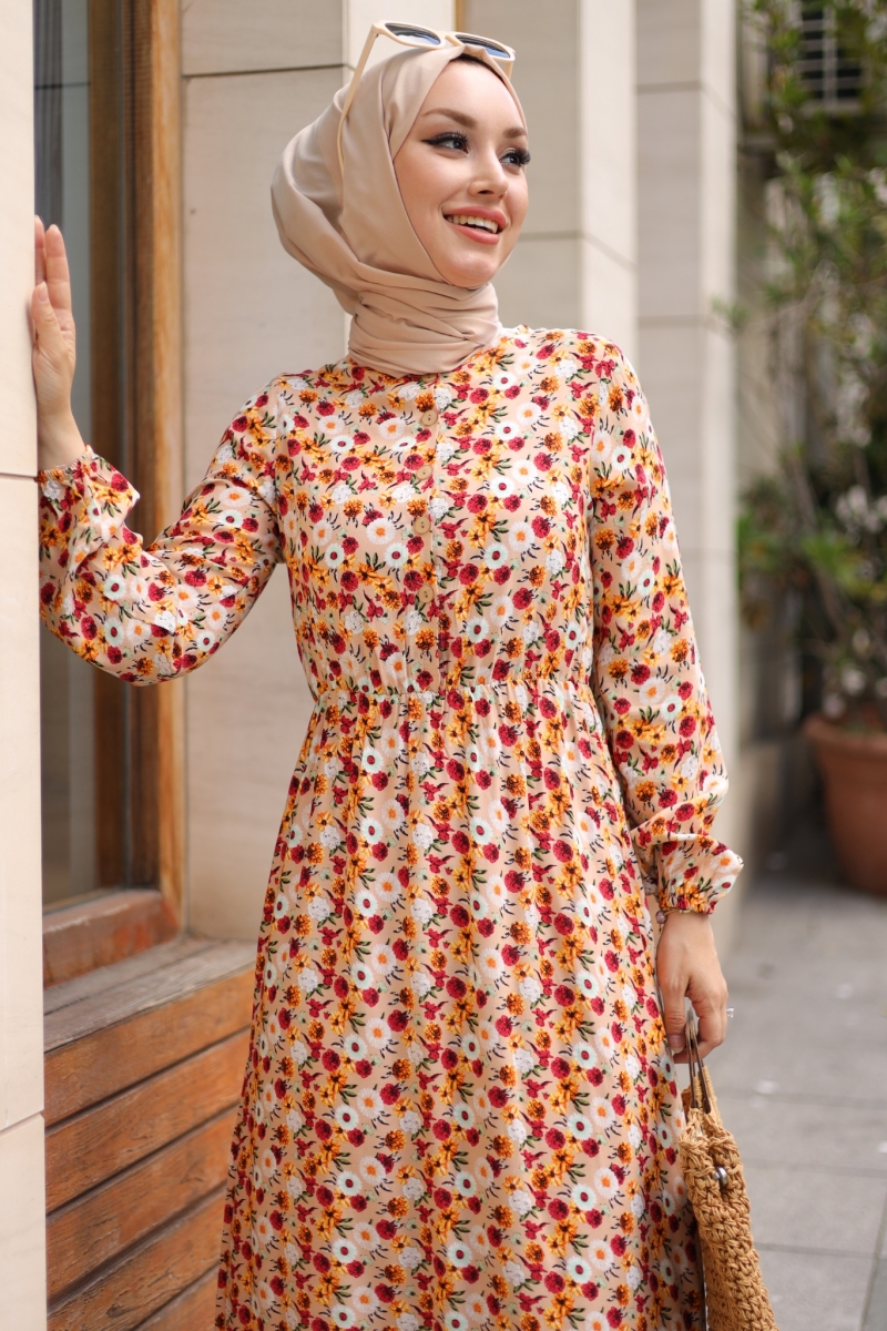 Mirana Turuncu Viskon Elbise