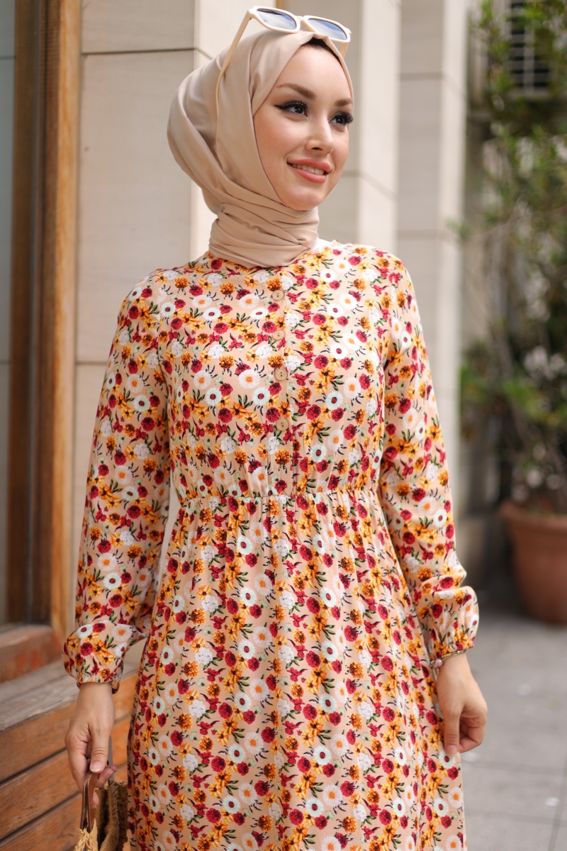 Mirana Turuncu Viskon Elbise