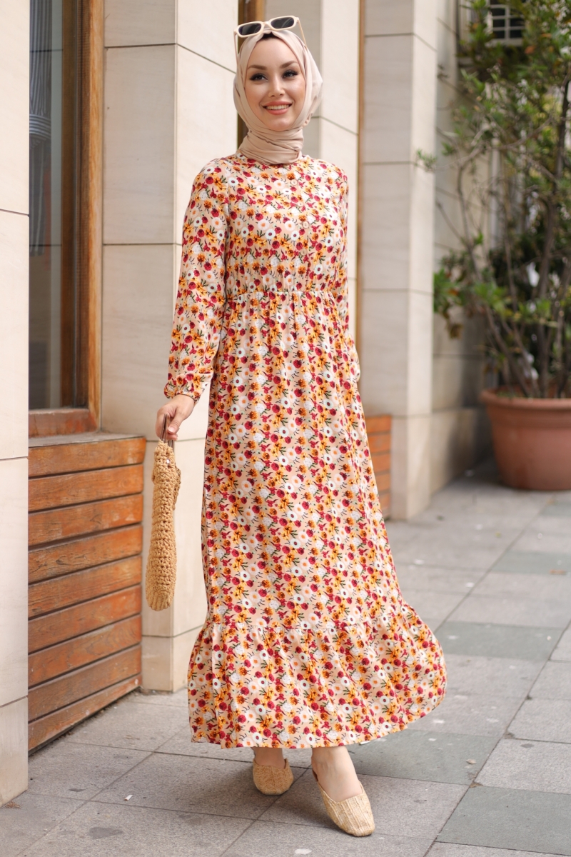 Mirana Turuncu Viskon Elbise