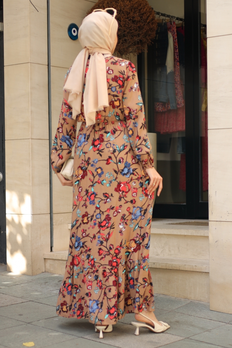 Mirana Kahverengi Viskon Elbise