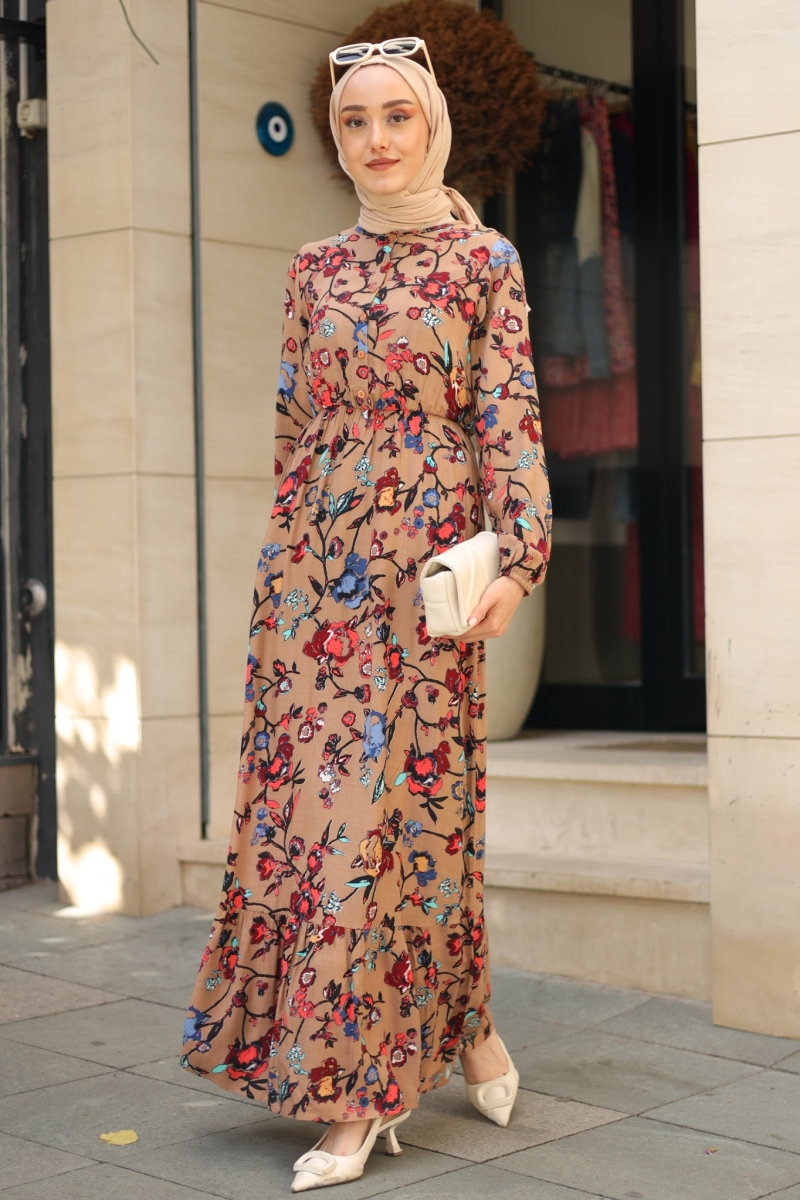 Mirana Kahverengi Viskon Elbise