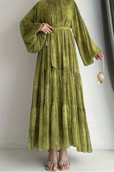 Missina Yeşil Şifon Elbise