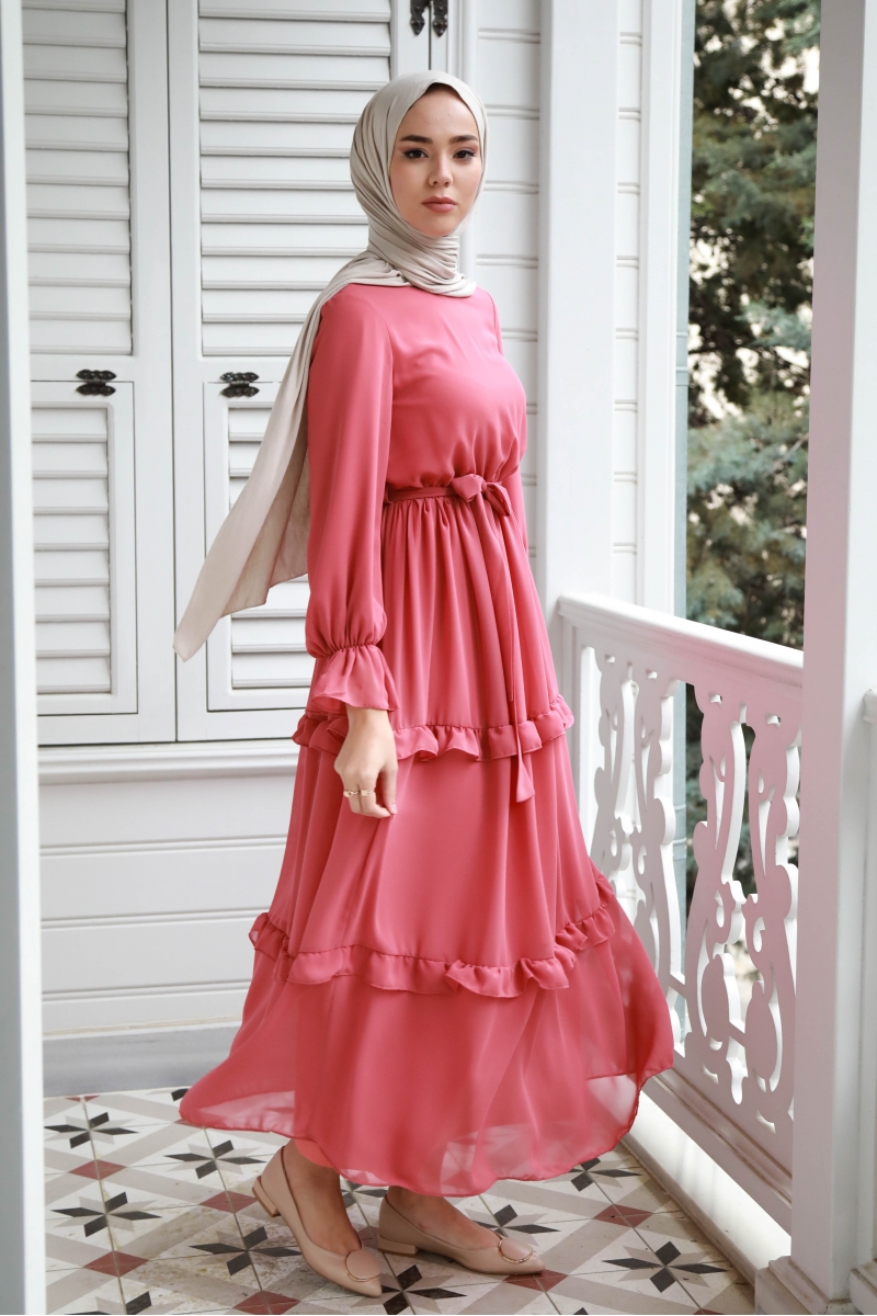 Monica Pudra Şifon Elbise