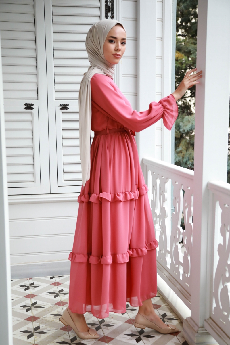 Monica Pudra Şifon Elbise