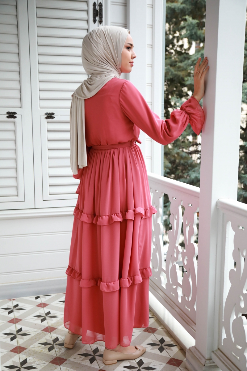 Monica Pudra Şifon Elbise