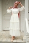 Monica Beyaz Şifon Elbise