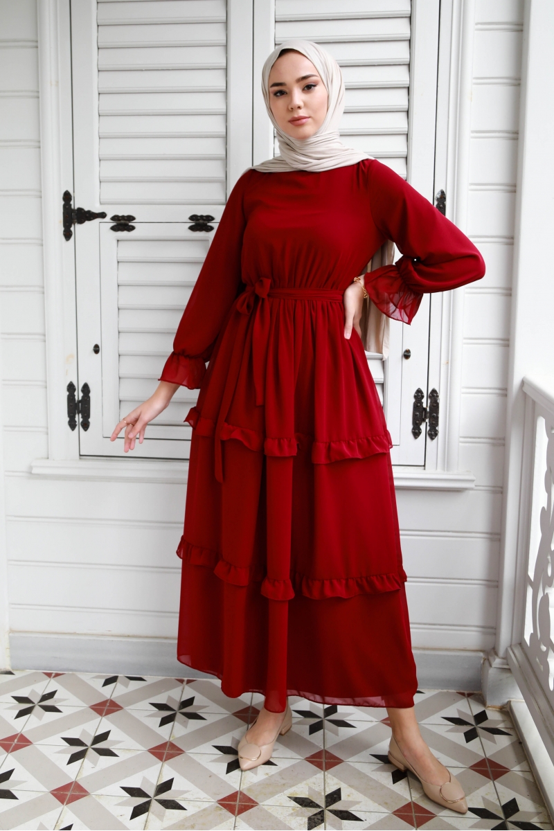 Monica Bordo Şifon Elbise