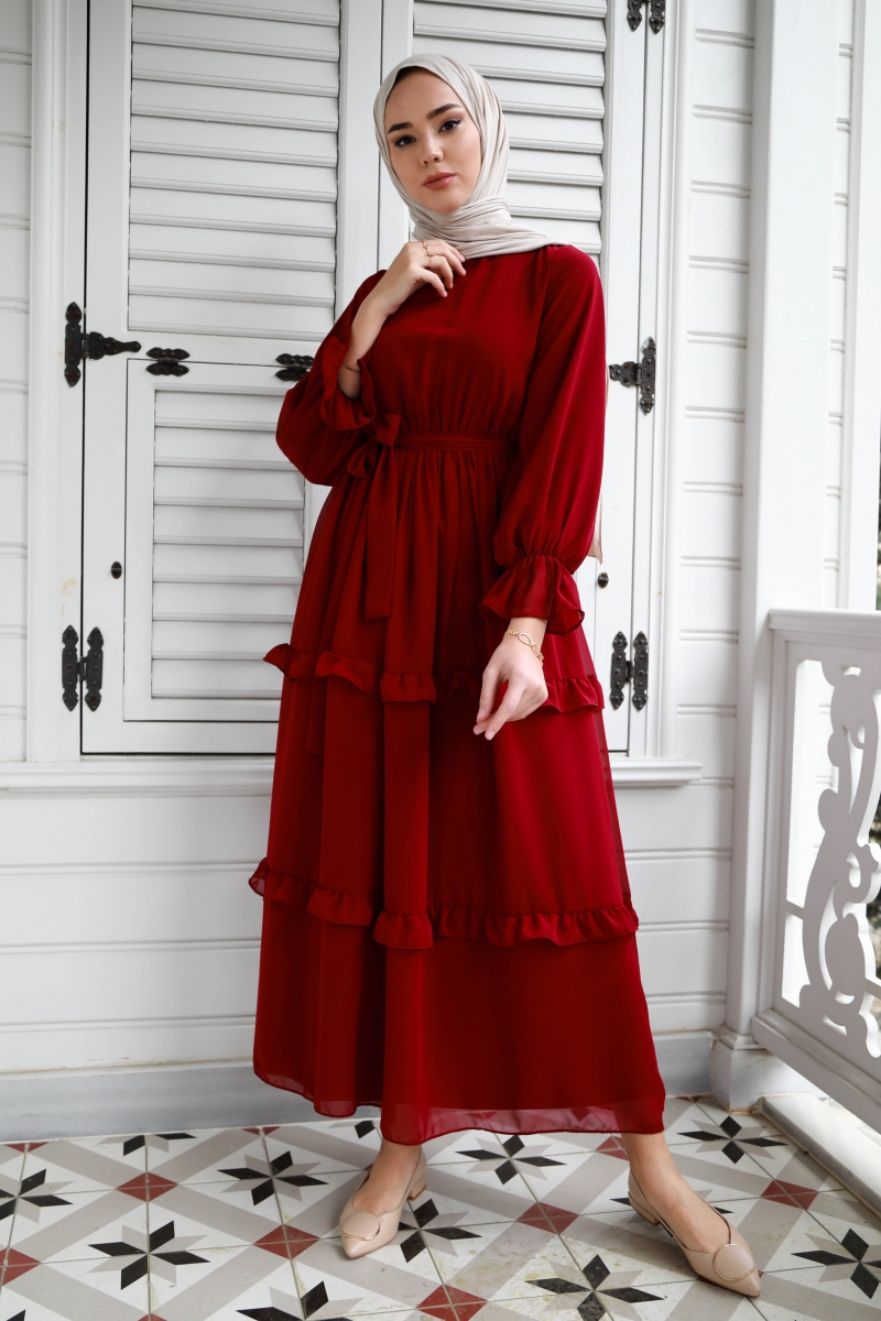 Monica Bordo Şifon Elbise