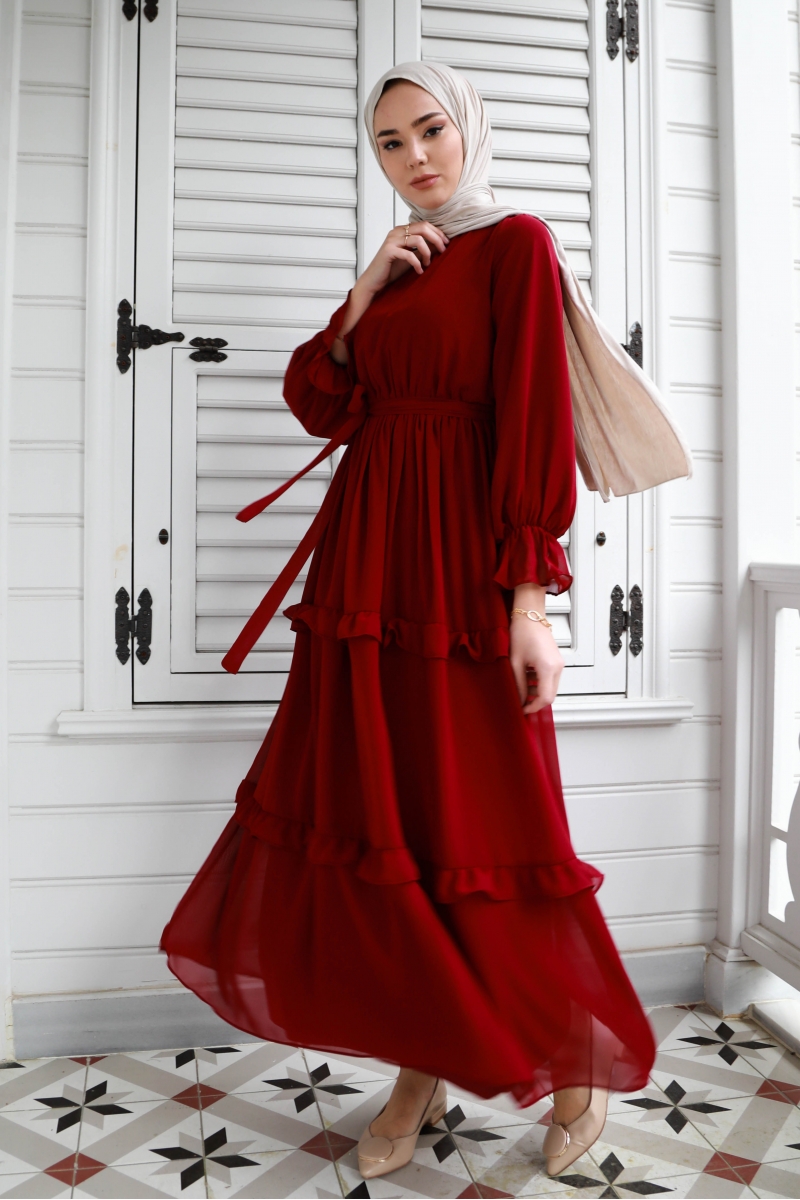 Monica Bordo Şifon Elbise