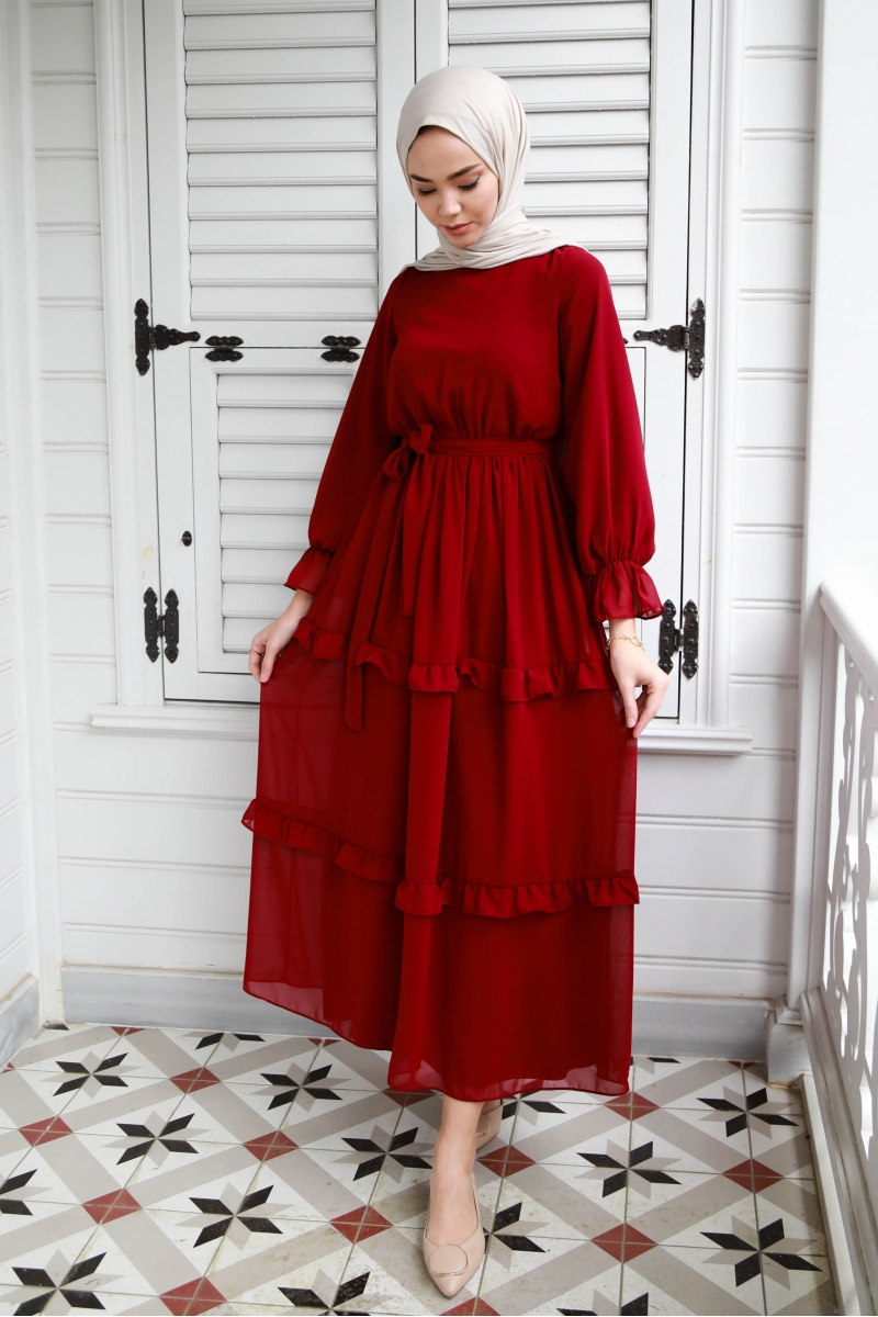 Monica Bordo Şifon Elbise