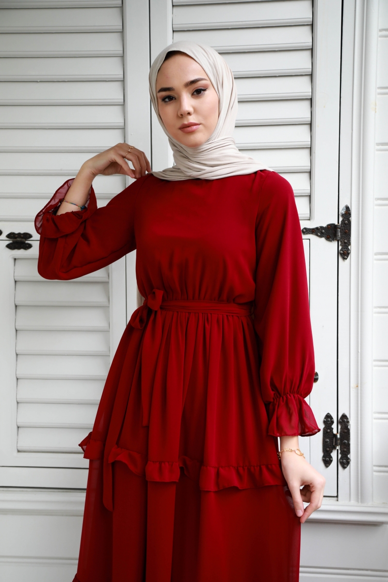 Monica Bordo Şifon Elbise