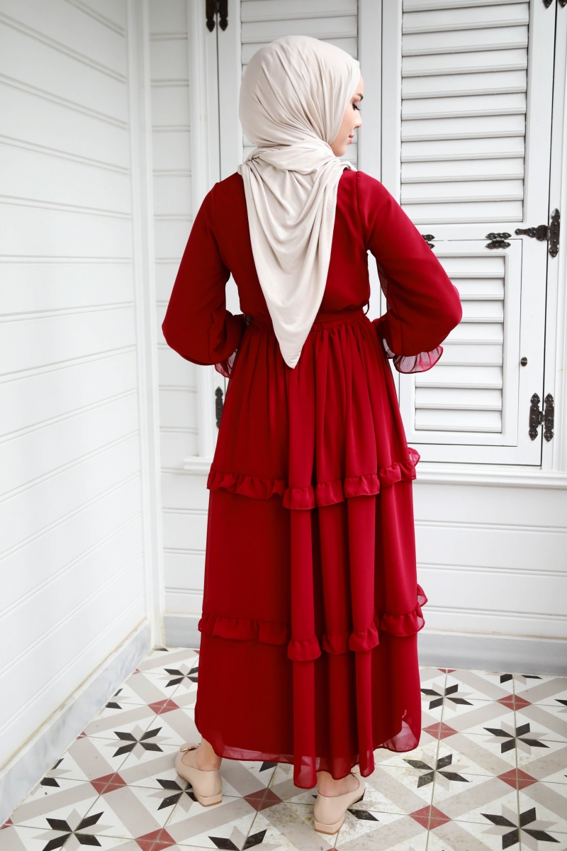 Monica Bordo Şifon Elbise