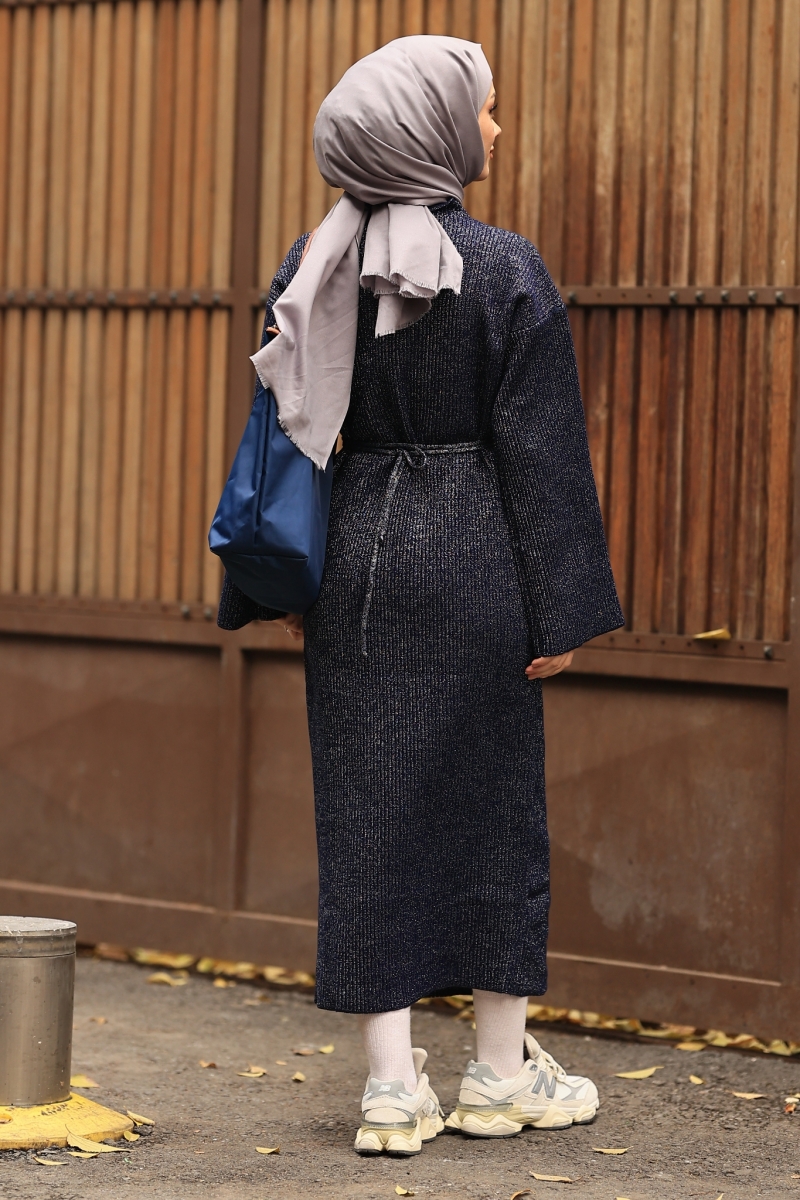 Mono Lacivert Triko Elbise