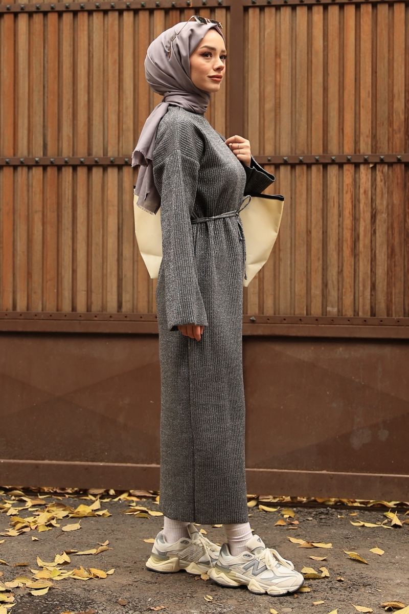 Mono Antrasit Triko Elbise