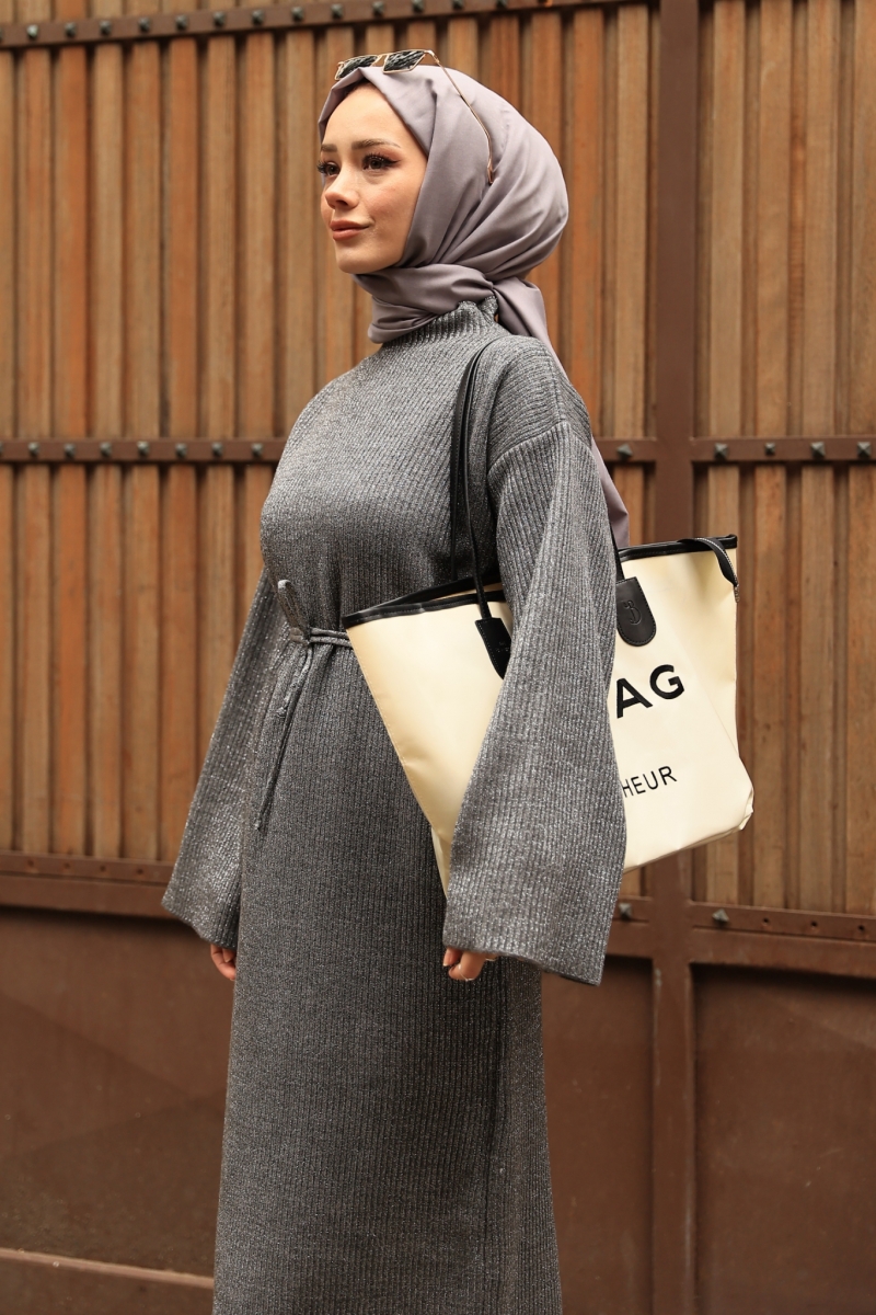 Mono Antrasit Triko Elbise