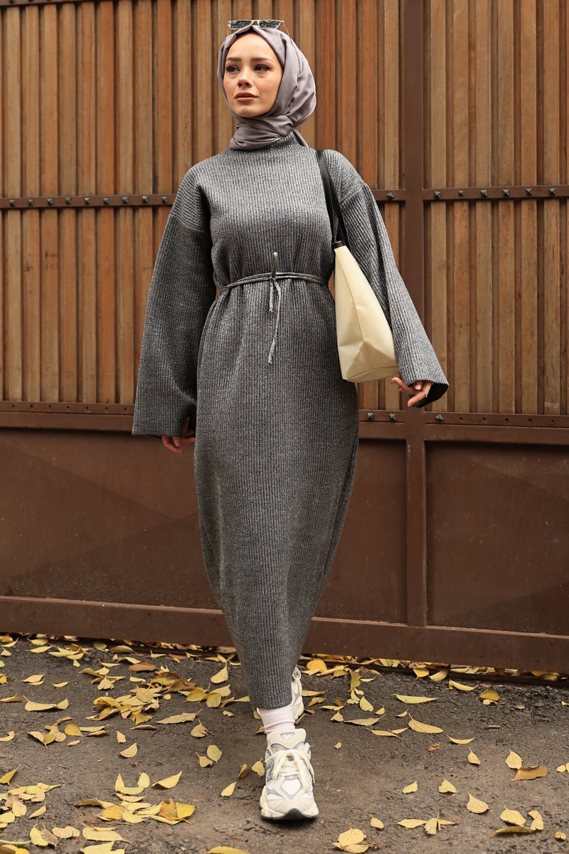 Mono Antrasit Triko Elbise