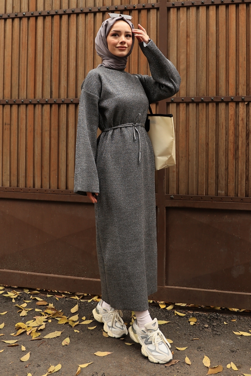 Mono Antrasit Triko Elbise