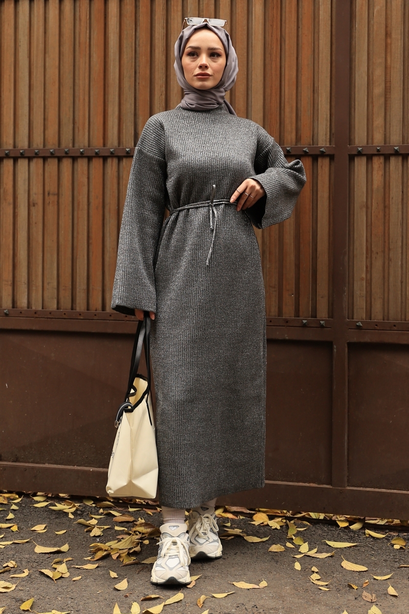 Mono Antrasit Triko Elbise