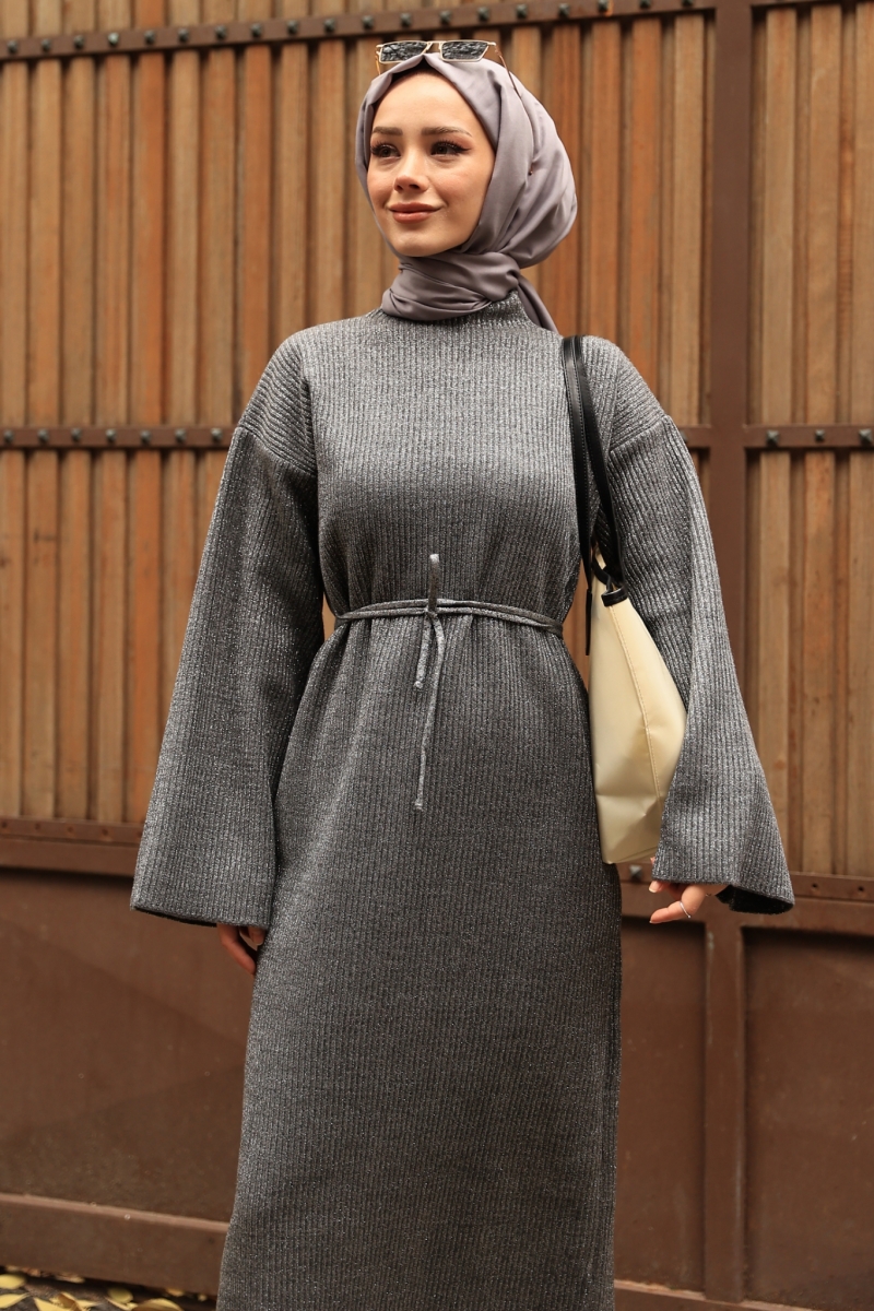 Mono Antrasit Triko Elbise