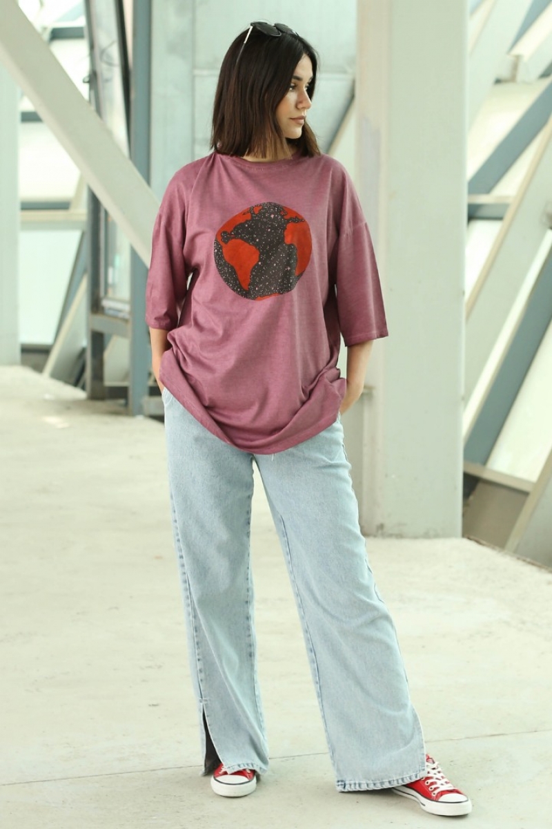 Moon Gül Kurusu T-Shirt