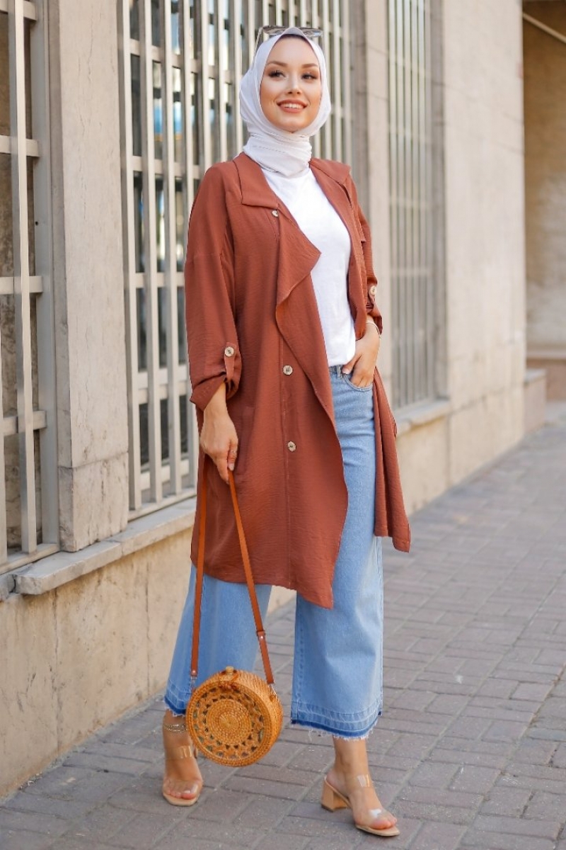 Nice Kahverengi Trenç