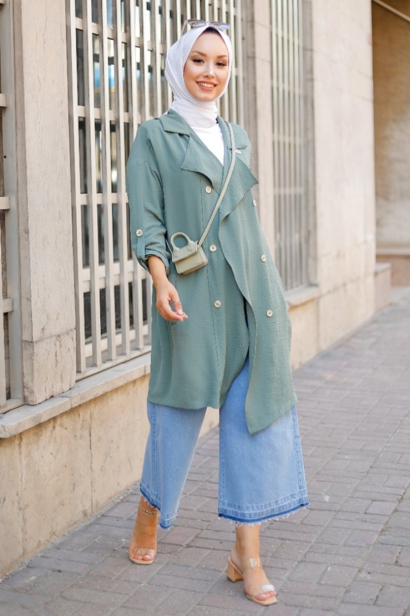 Nice Mint Yeşili Trenç