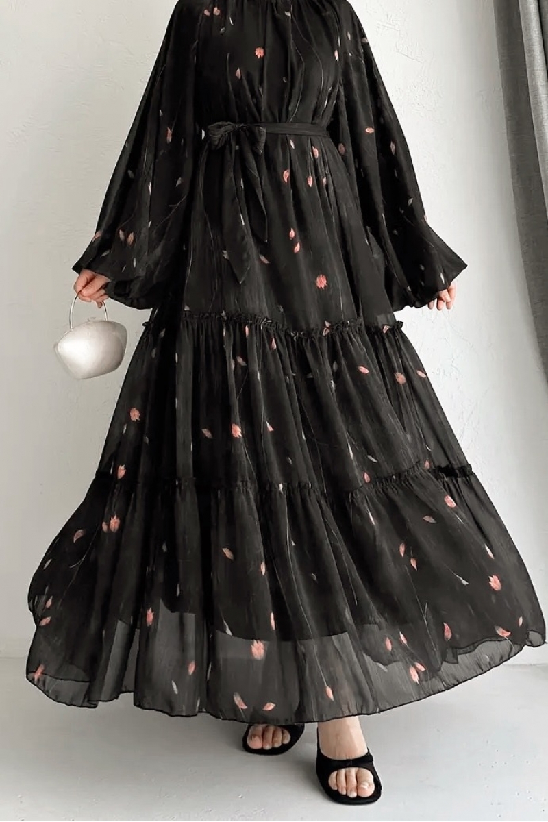 Nervül Siyah Elbise