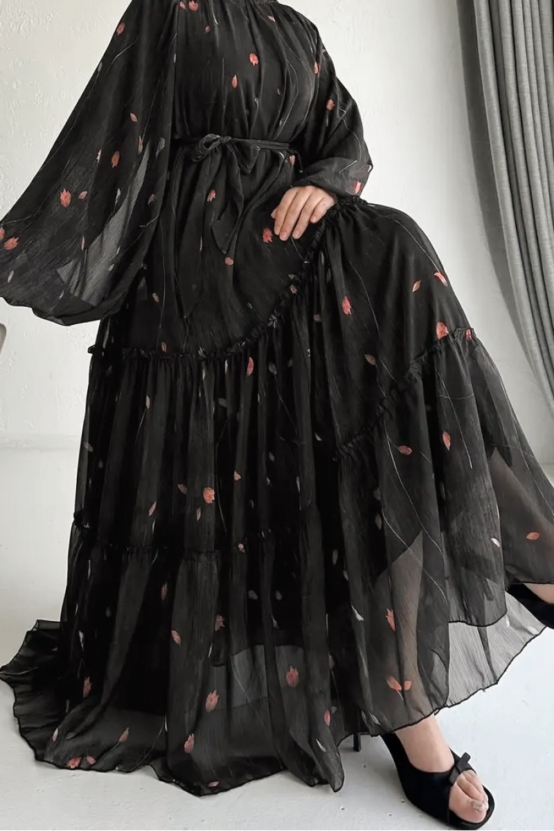 Nervül Siyah Elbise