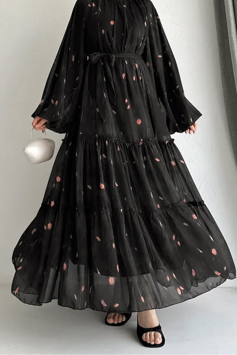 Nervül Siyah Elbise