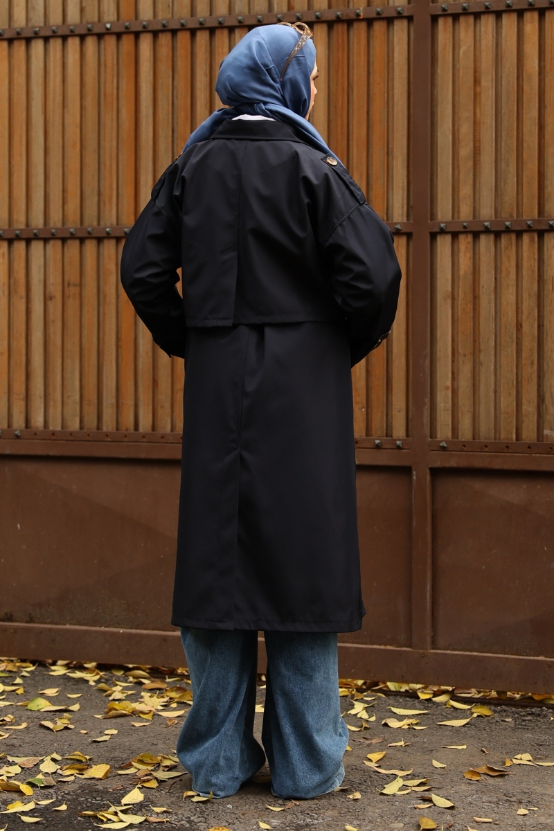 Nessa Lacivert Trençkot