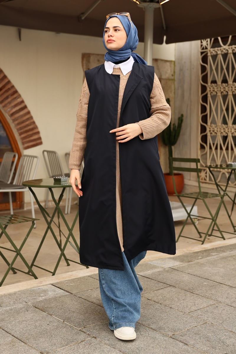 Nessa Lacivert Trençkot