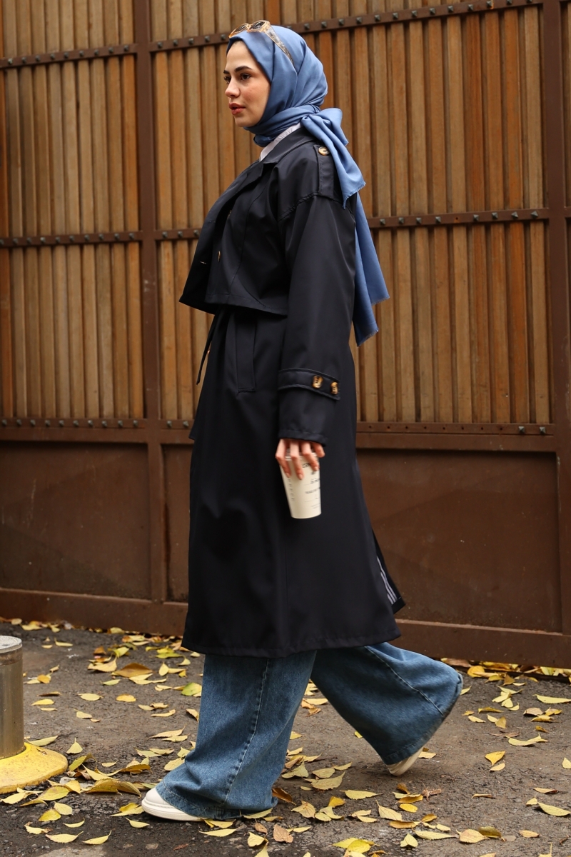 Nessa Lacivert Trençkot