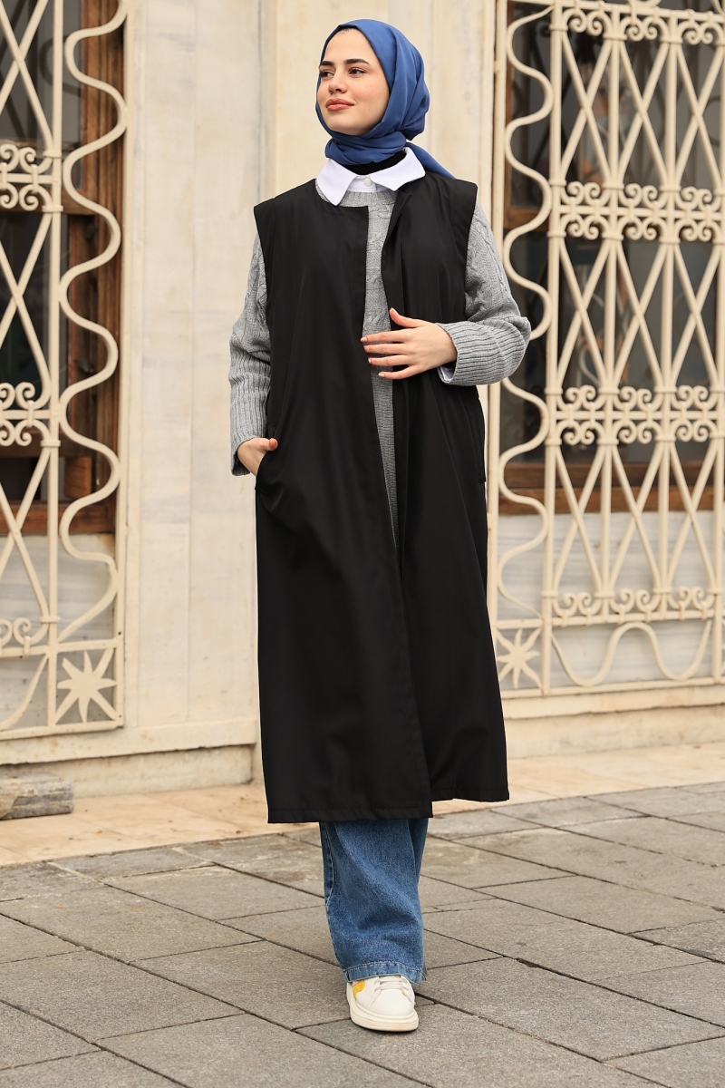 Nessa Siyah Trençkot