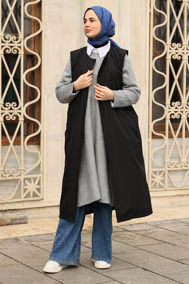 Nessa Siyah Trençkot