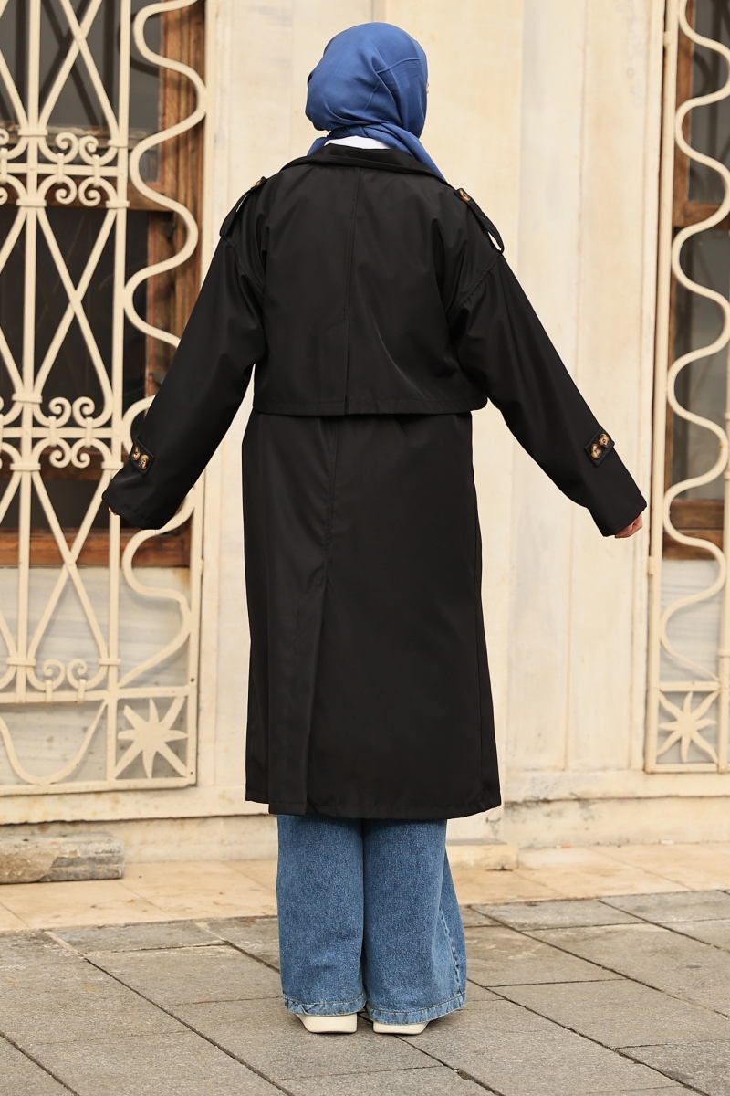 Nessa Siyah Trençkot