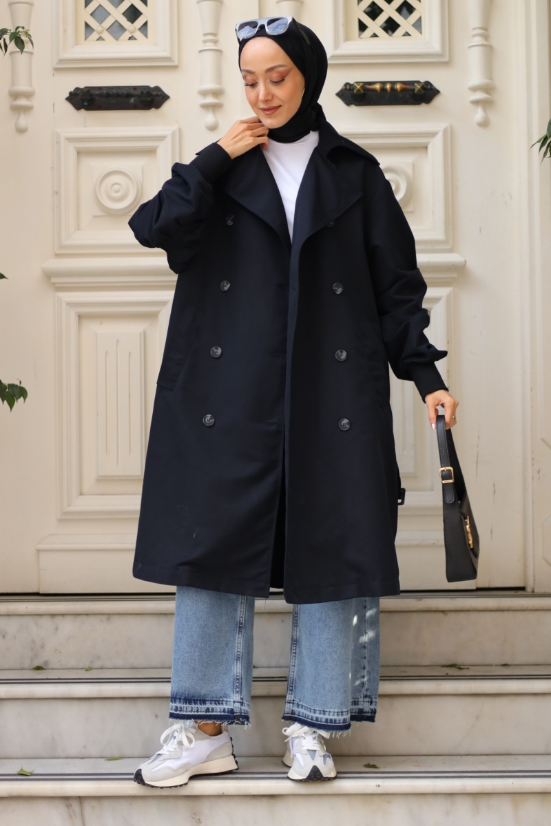 Norve Siyah Trençkot