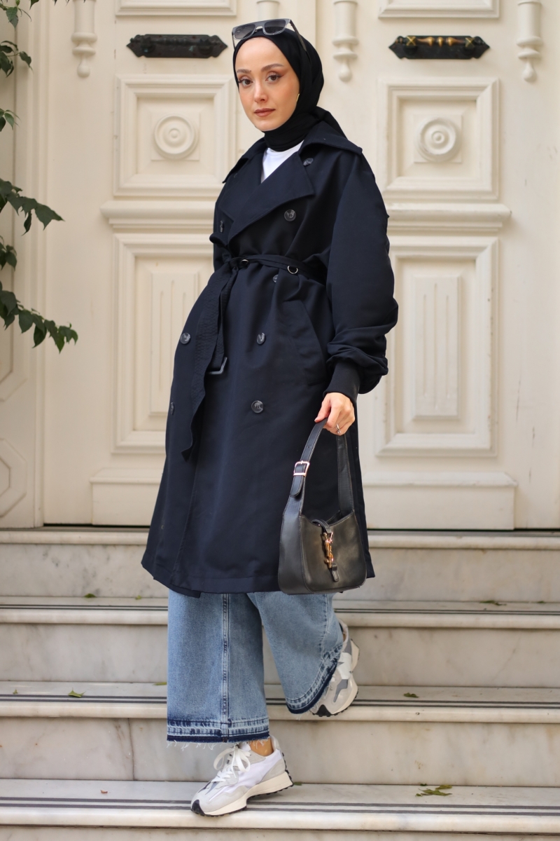 Norve Siyah Trençkot